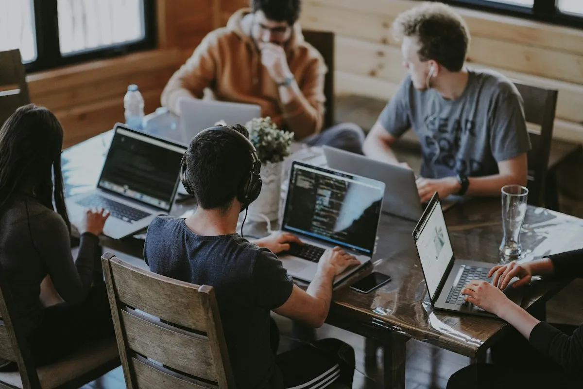 Team collaborating in a meeting
