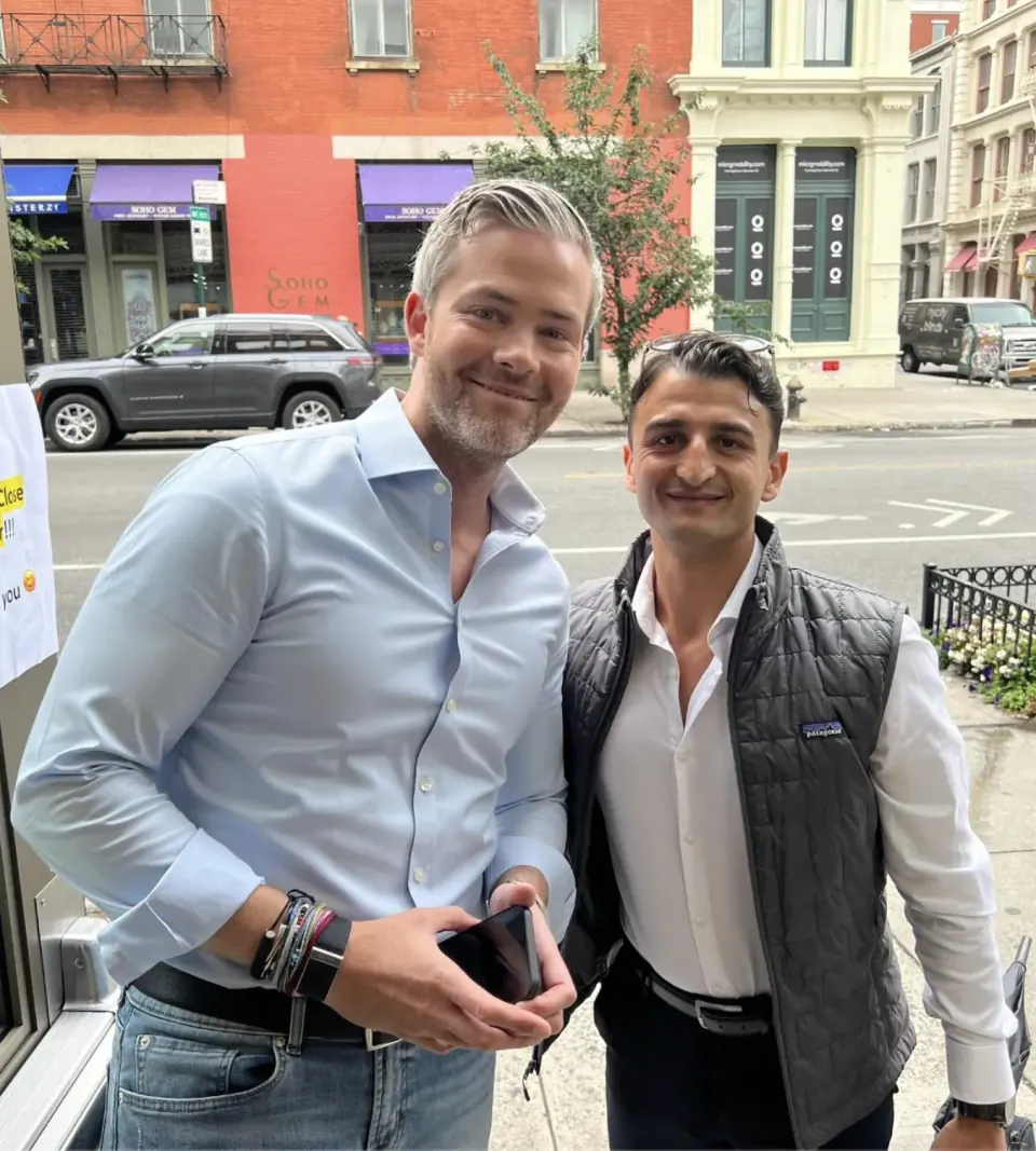 Giovanni with Ryan Serhant outside Serhant HQ, New York
